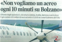 AA del 05-03-2016 - &quot;Non vogliamo un aereo ogni 10 minuti su Bolzano&quot;